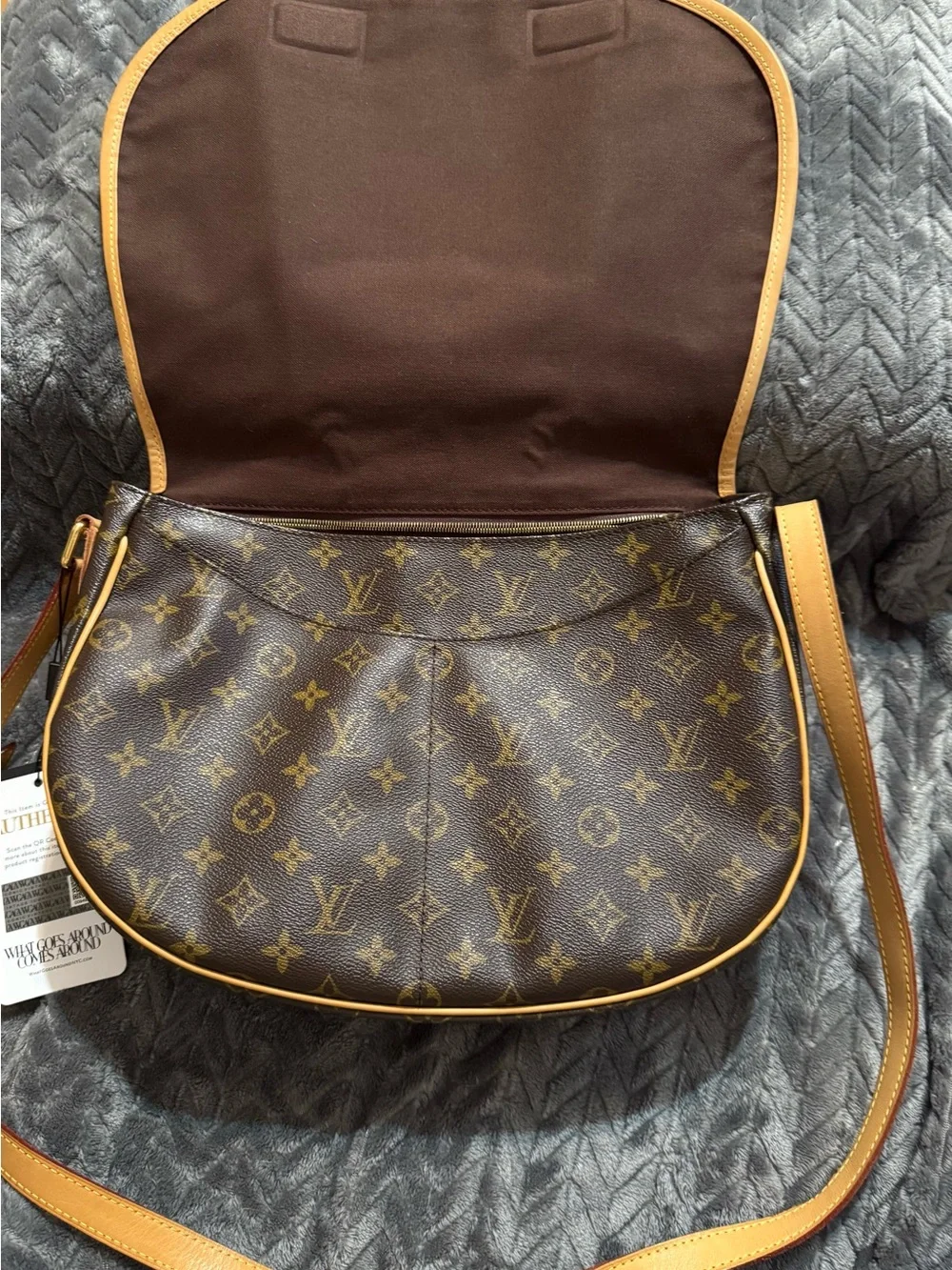 Louis Vuitton Monogram Canvas Shoulder Bag in Brown and Tan
